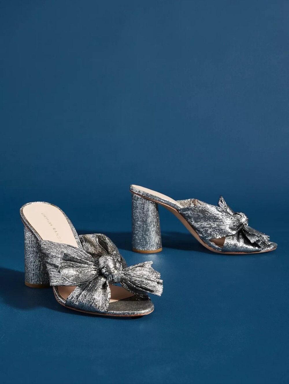 Loeffler Randall Silver Metallic Knot Mules